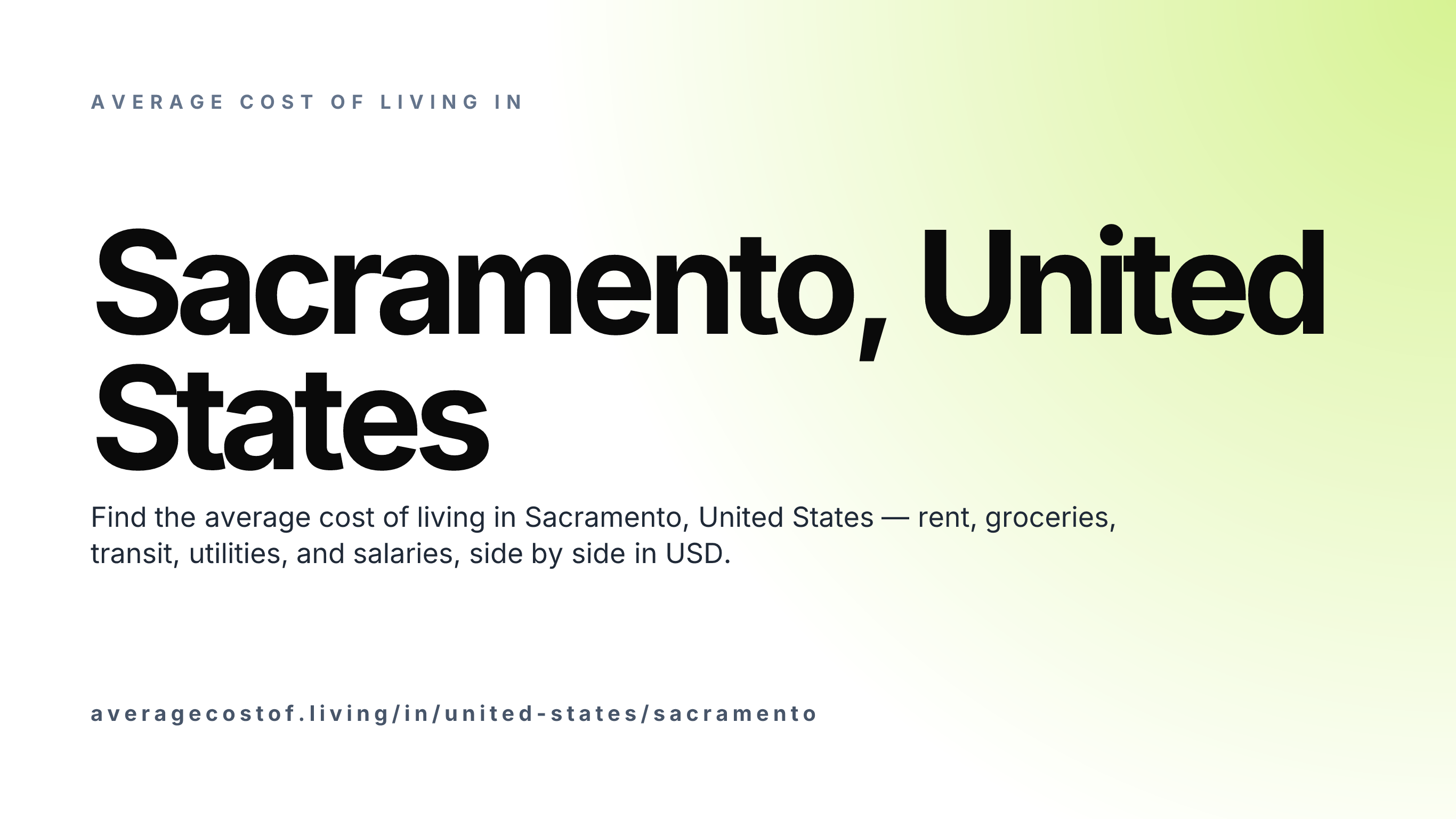 Cost of living in Sacramento, United States — monthly rent, food, transport, utilities, and salary breakdown in USD.