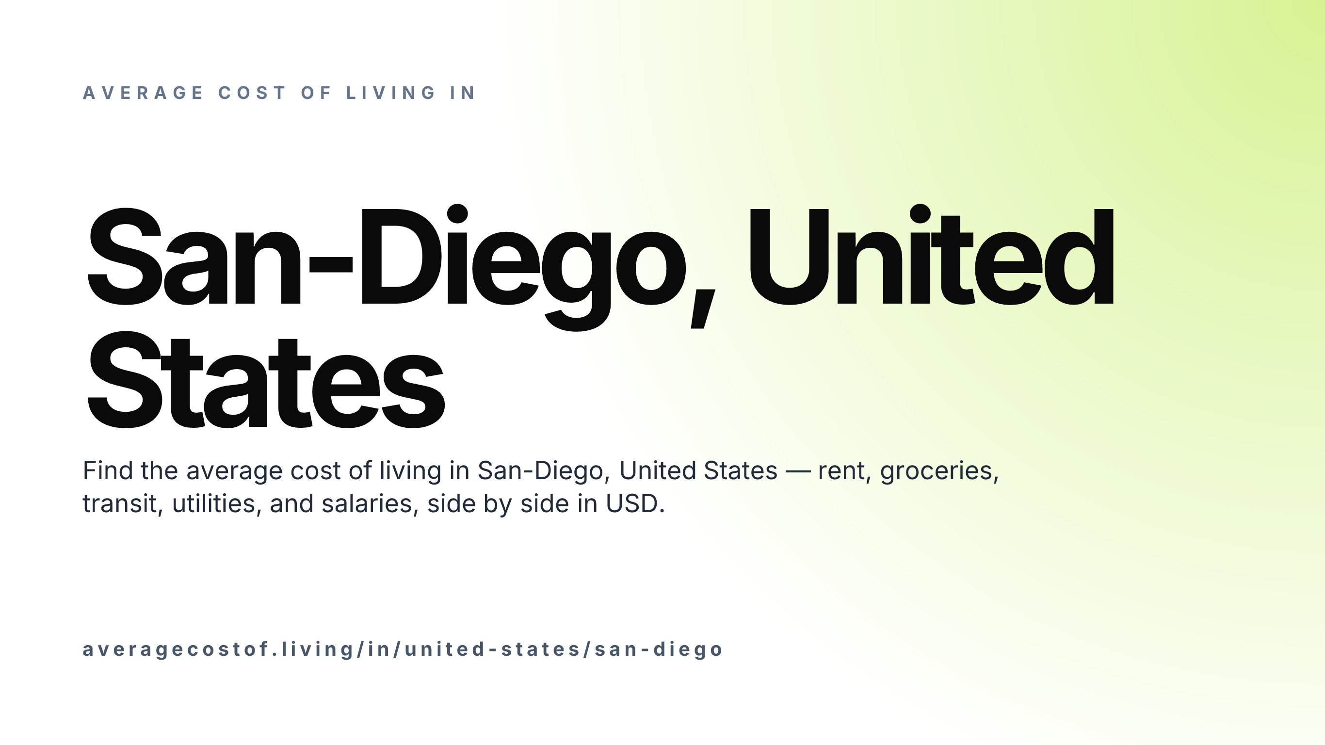 Cost of living in San-Diego, United States — monthly rent, food, transport, utilities, and salary breakdown in USD.