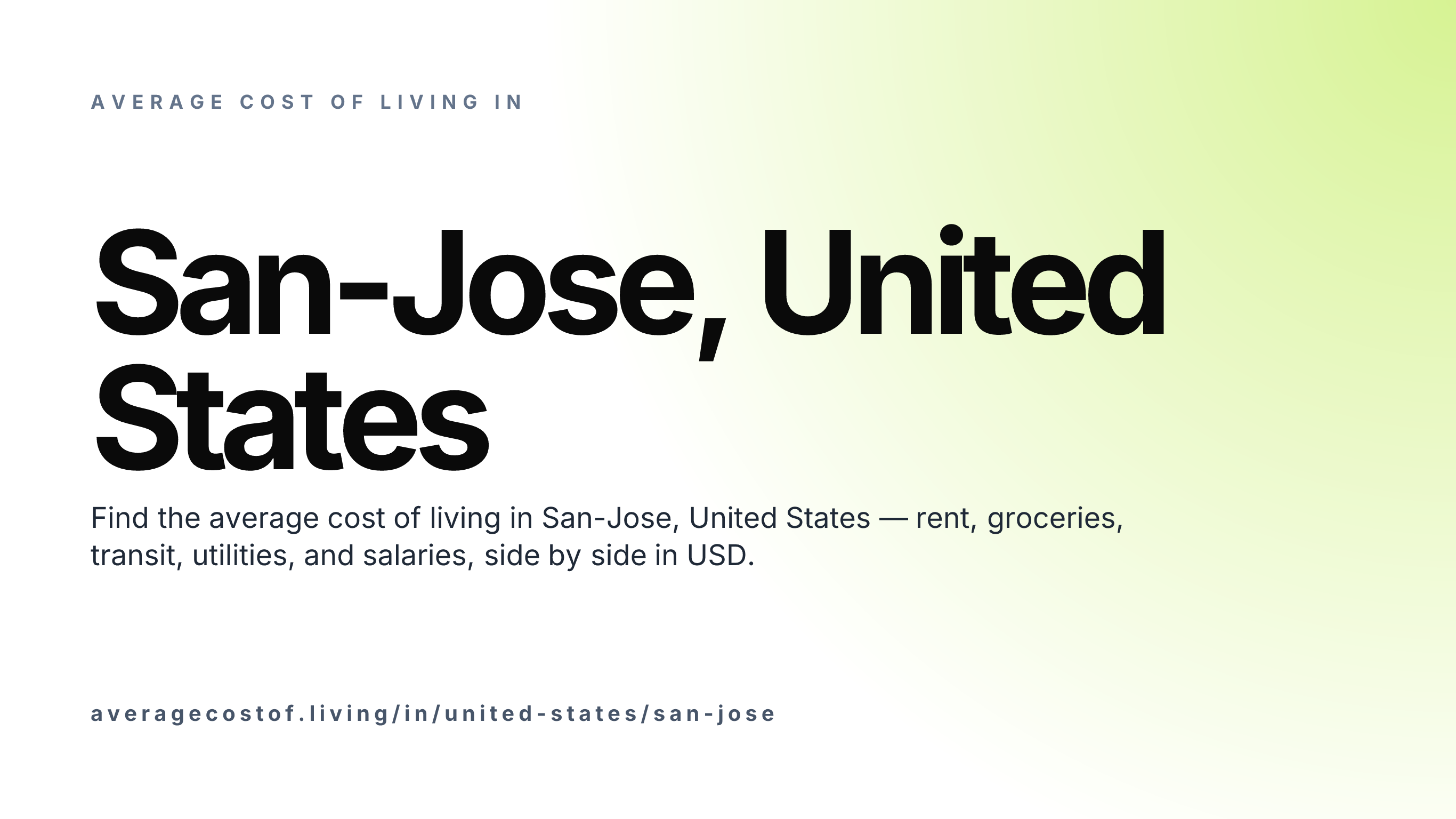 Cost of living in San-Jose, United States — monthly rent, food, transport, utilities, and salary breakdown in USD.