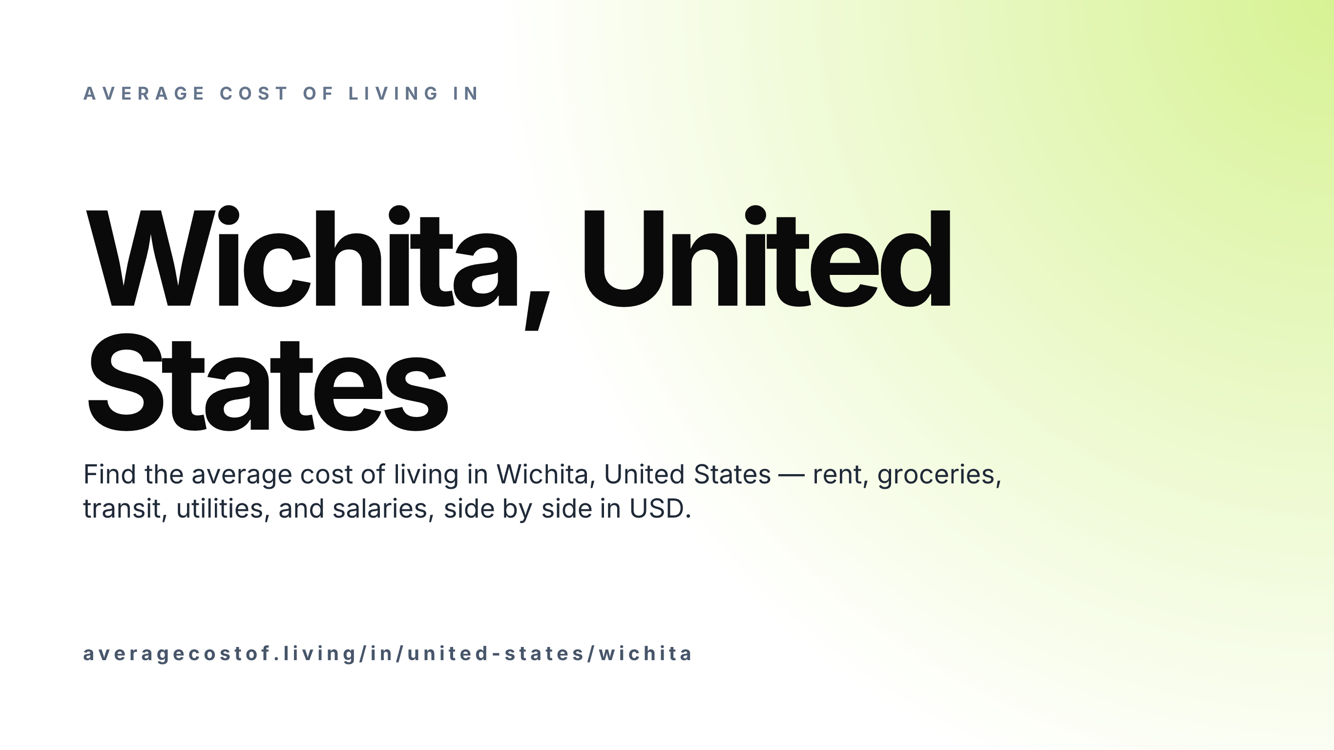 Cost of living in Wichita, United States — monthly rent, food, transport, utilities, and salary breakdown in USD.