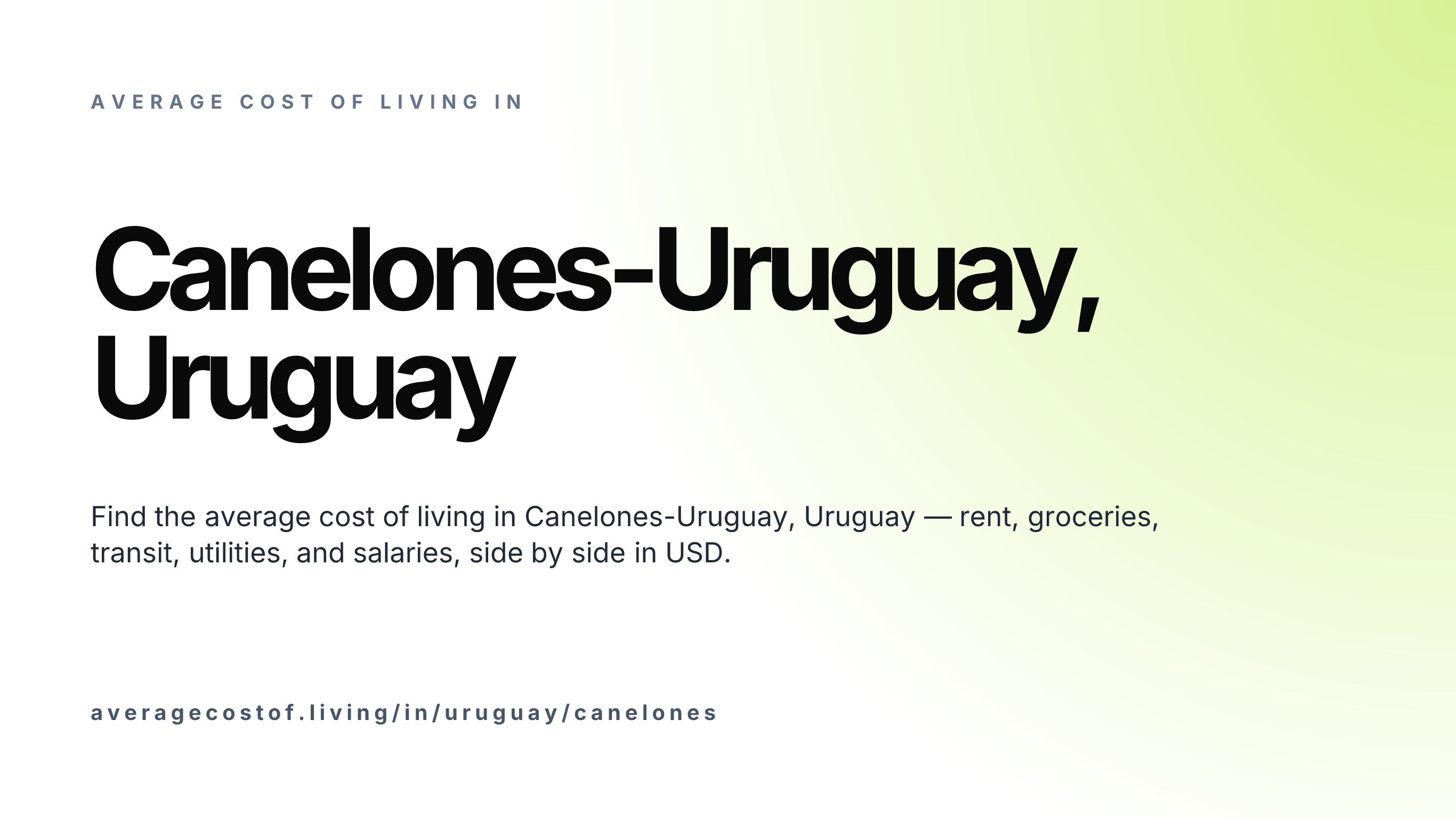 Cost of living in Canelones-Uruguay, Uruguay — monthly rent, food, transport, utilities, and salary breakdown in USD.