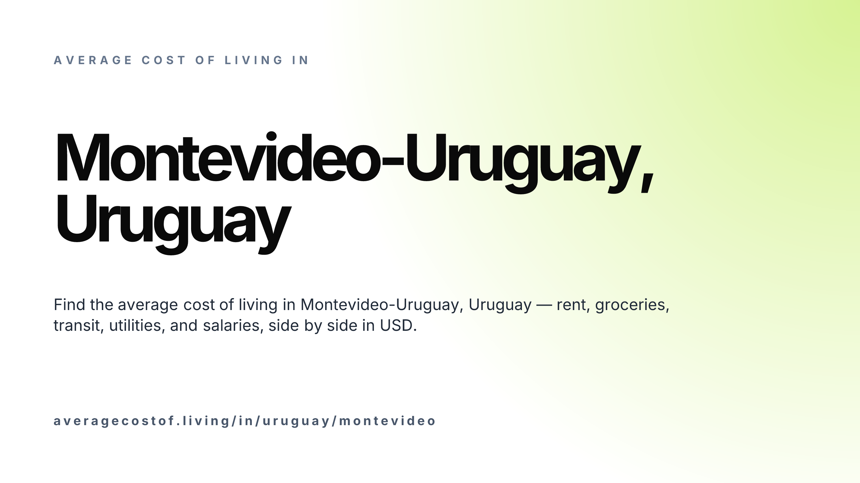 Cost of living in Montevideo-Uruguay, Uruguay — monthly rent, food, transport, utilities, and salary breakdown in USD.