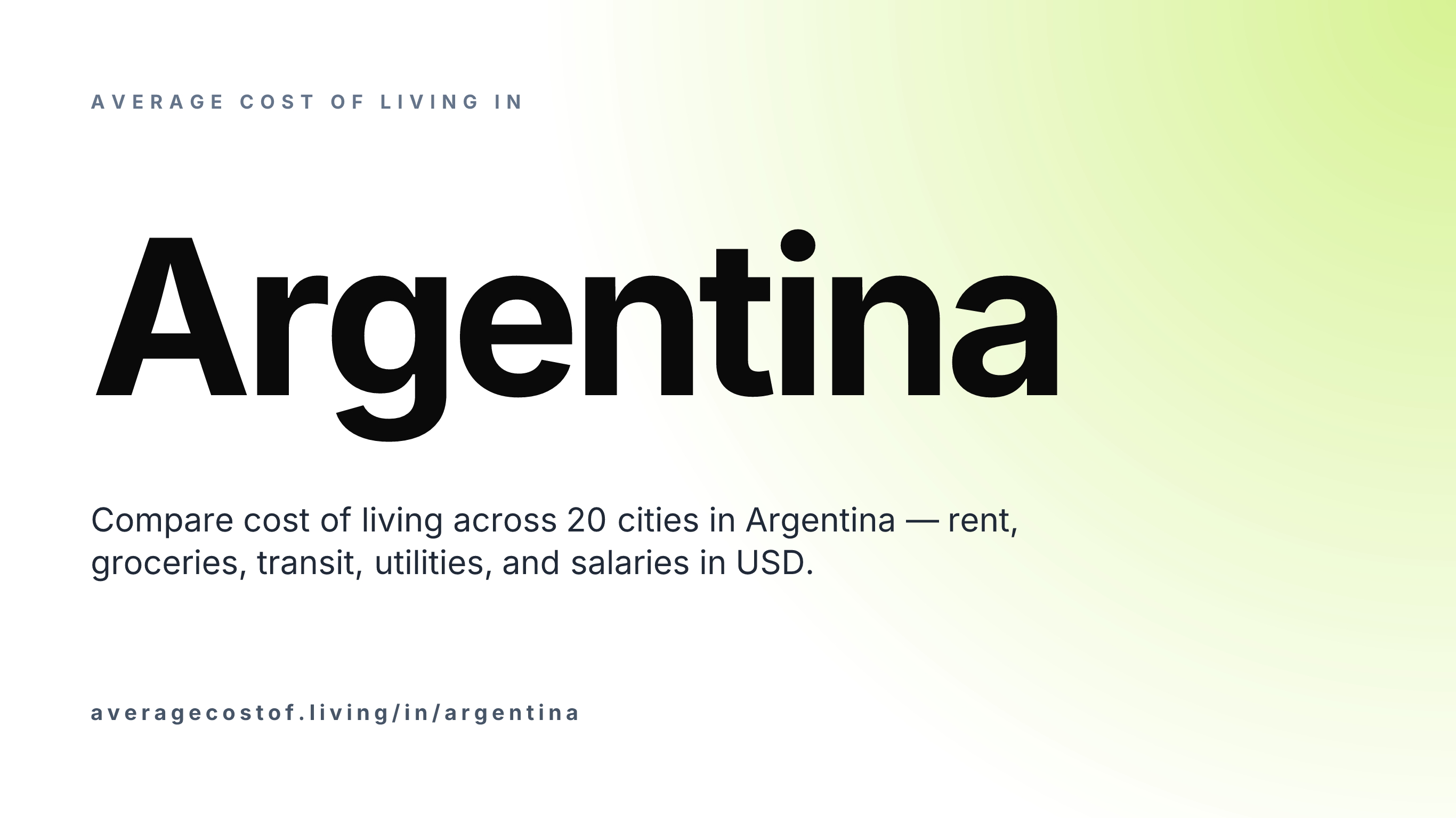 Average cost of living in Argentina — 13 cities compared on rent, groceries, transport, and salaries in USD.
