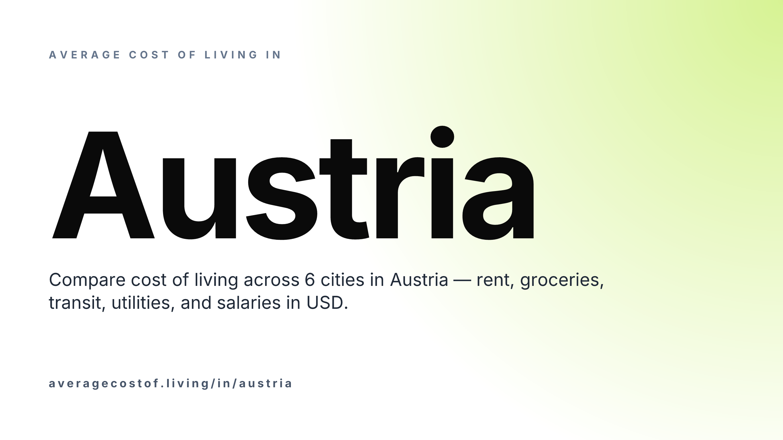 Average cost of living in Austria — 6 cities compared on rent, groceries, transport, and salaries in USD.