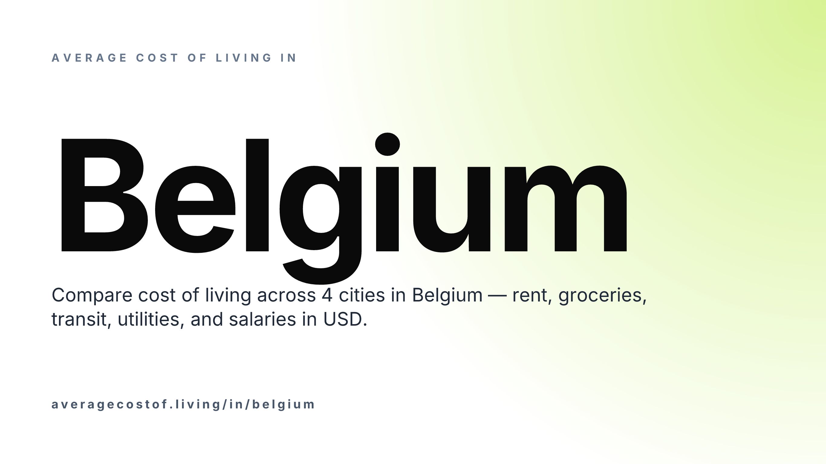 Average cost of living in Belgium — 4 cities compared on rent, groceries, transport, and salaries in USD.