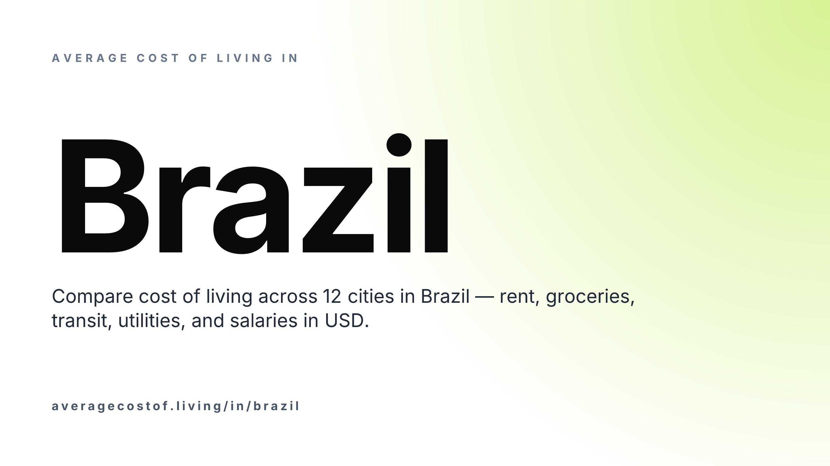 Average cost of living in Brazil — 12 cities compared on rent, groceries, transport, and salaries in USD.