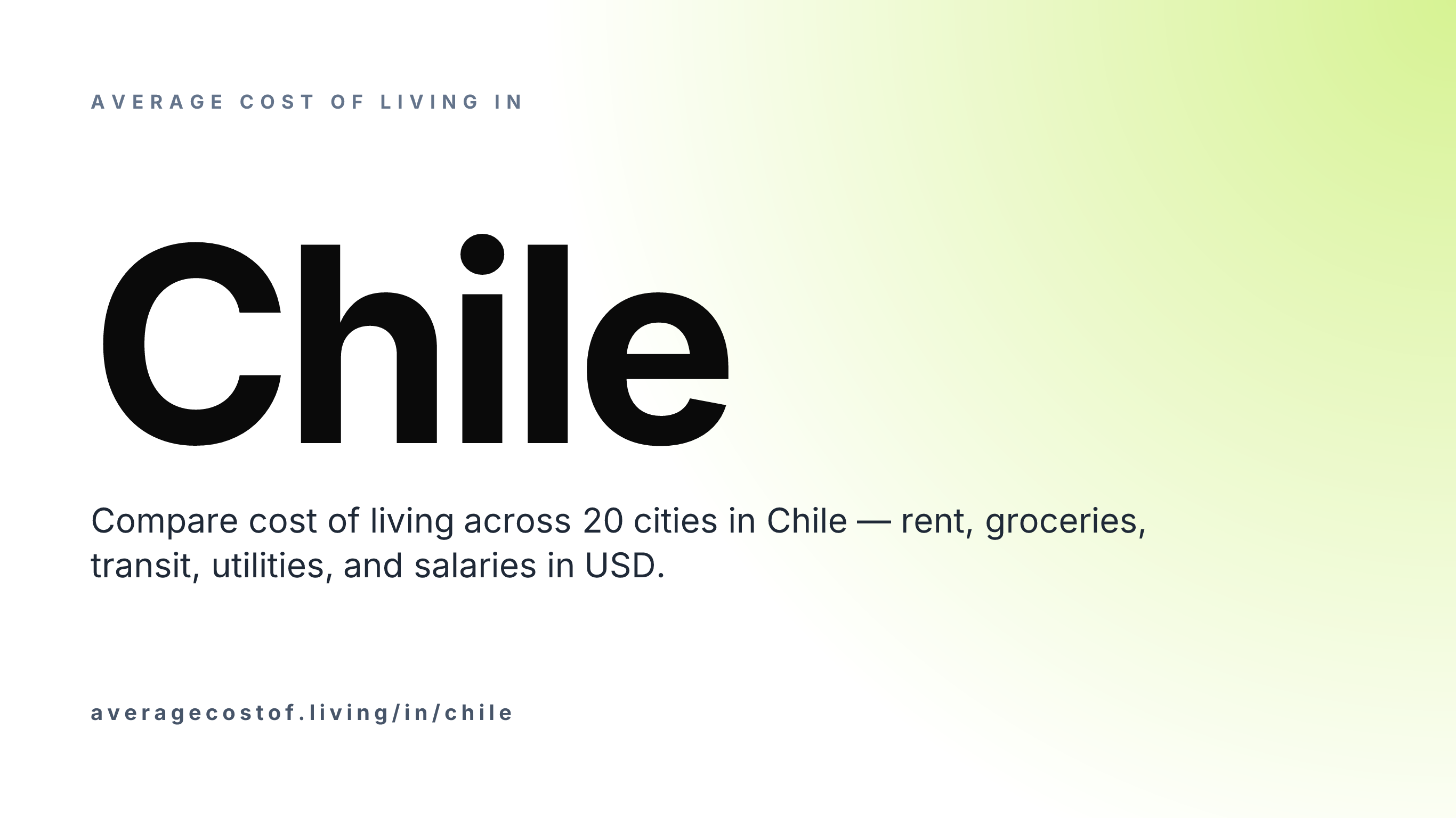 Average cost of living in Chile — 17 cities compared on rent, groceries, transport, and salaries in USD.