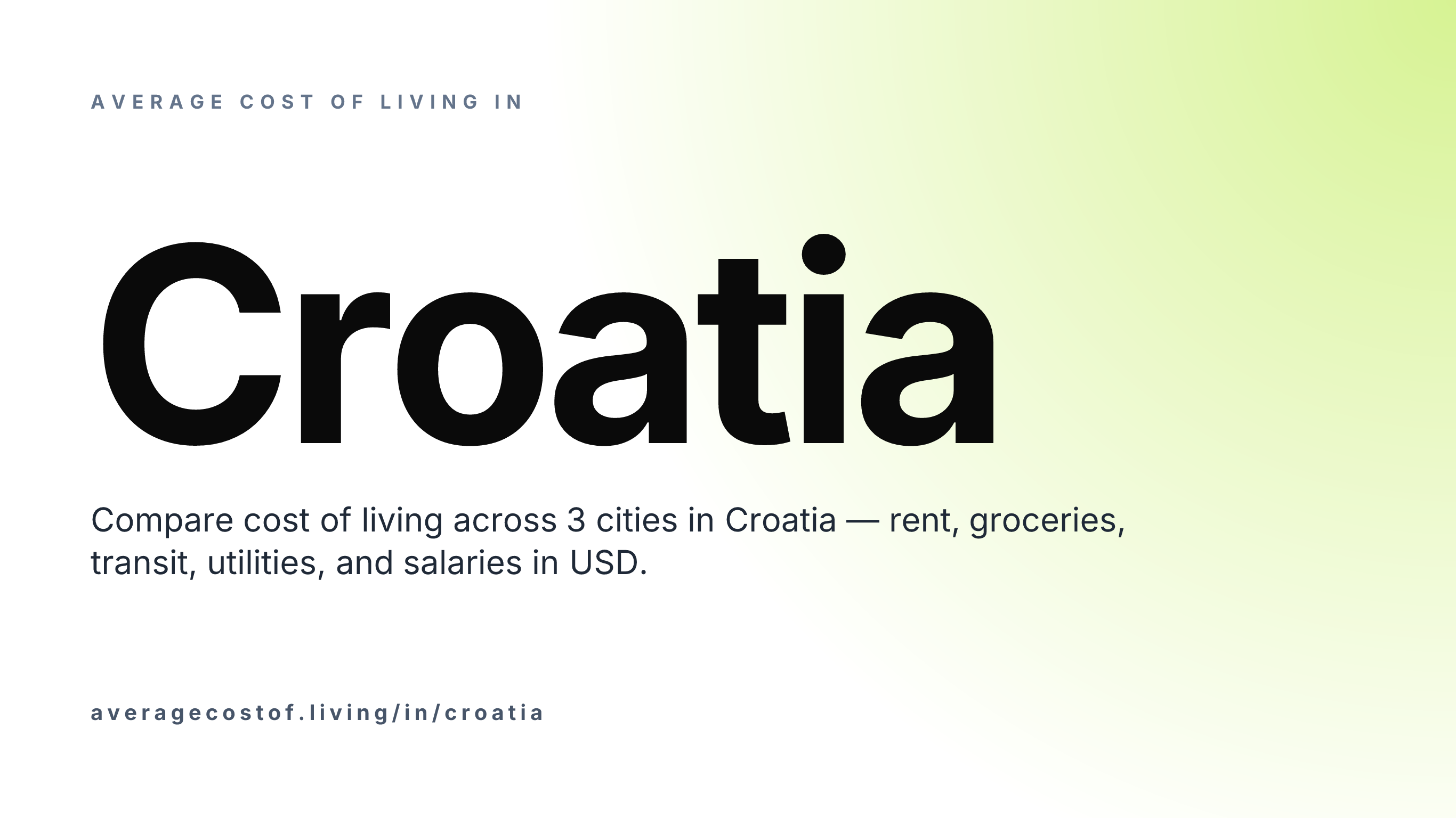Average cost of living in Croatia — 3 cities compared on rent, groceries, transport, and salaries in USD.