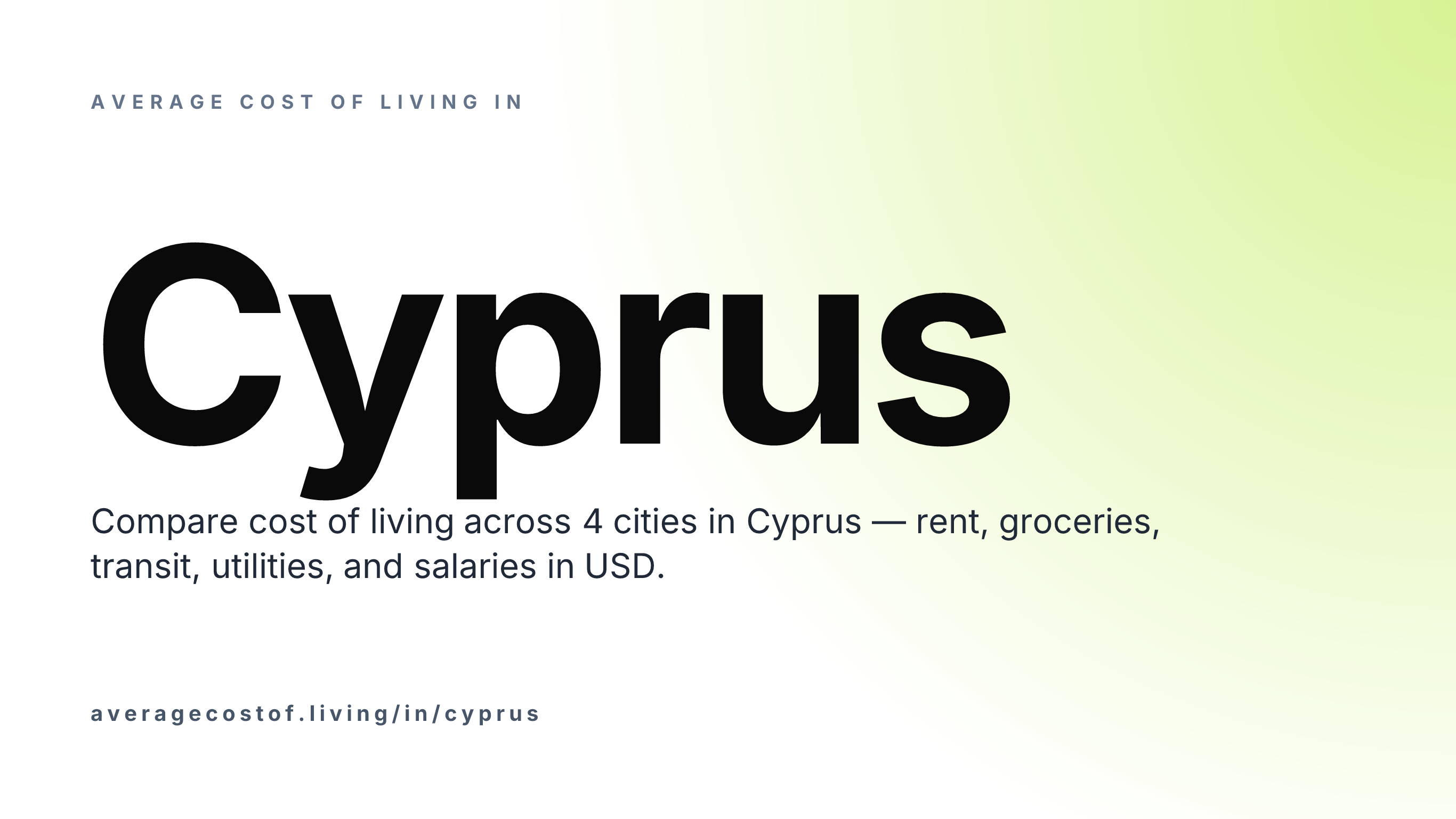 Average cost of living in Cyprus — 4 cities compared on rent, groceries, transport, and salaries in USD.