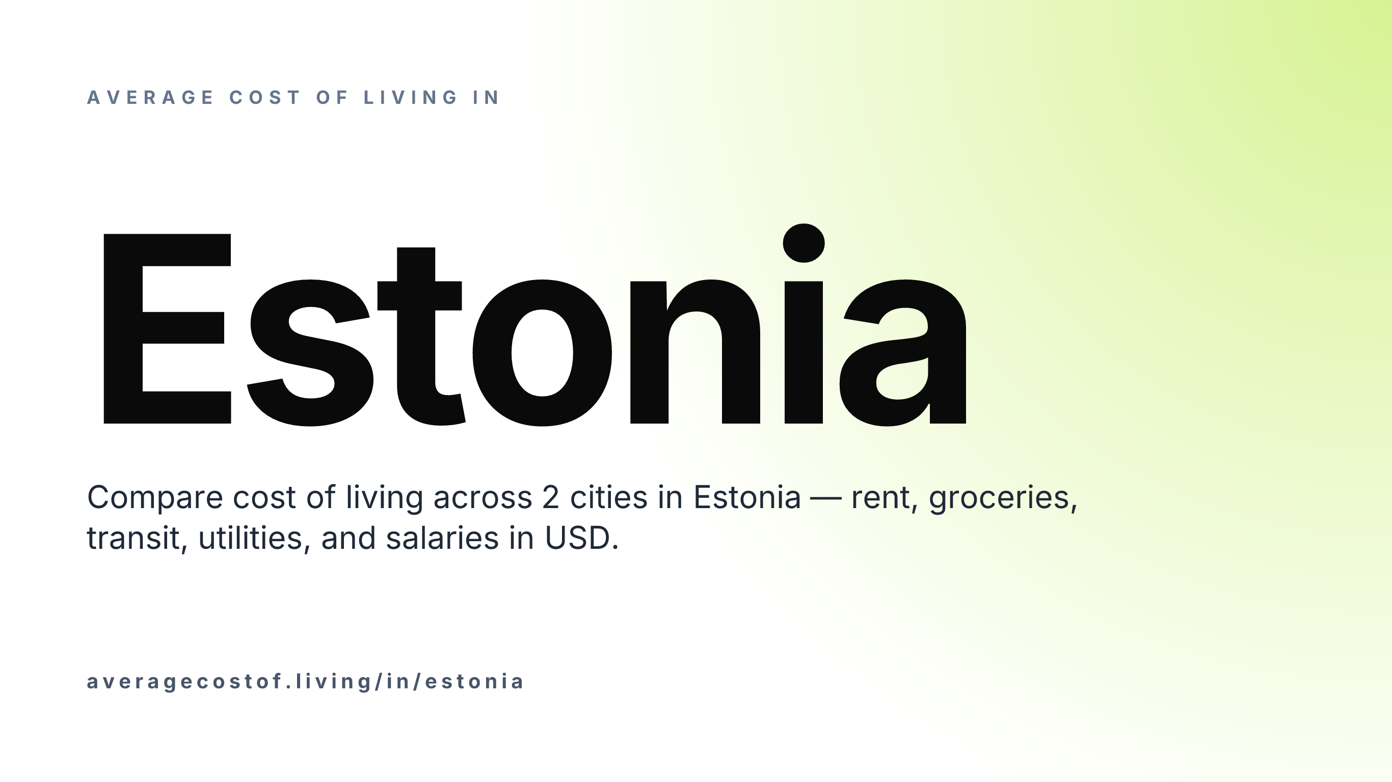 Average cost of living in Estonia — 2 cities compared on rent, groceries, transport, and salaries in USD.