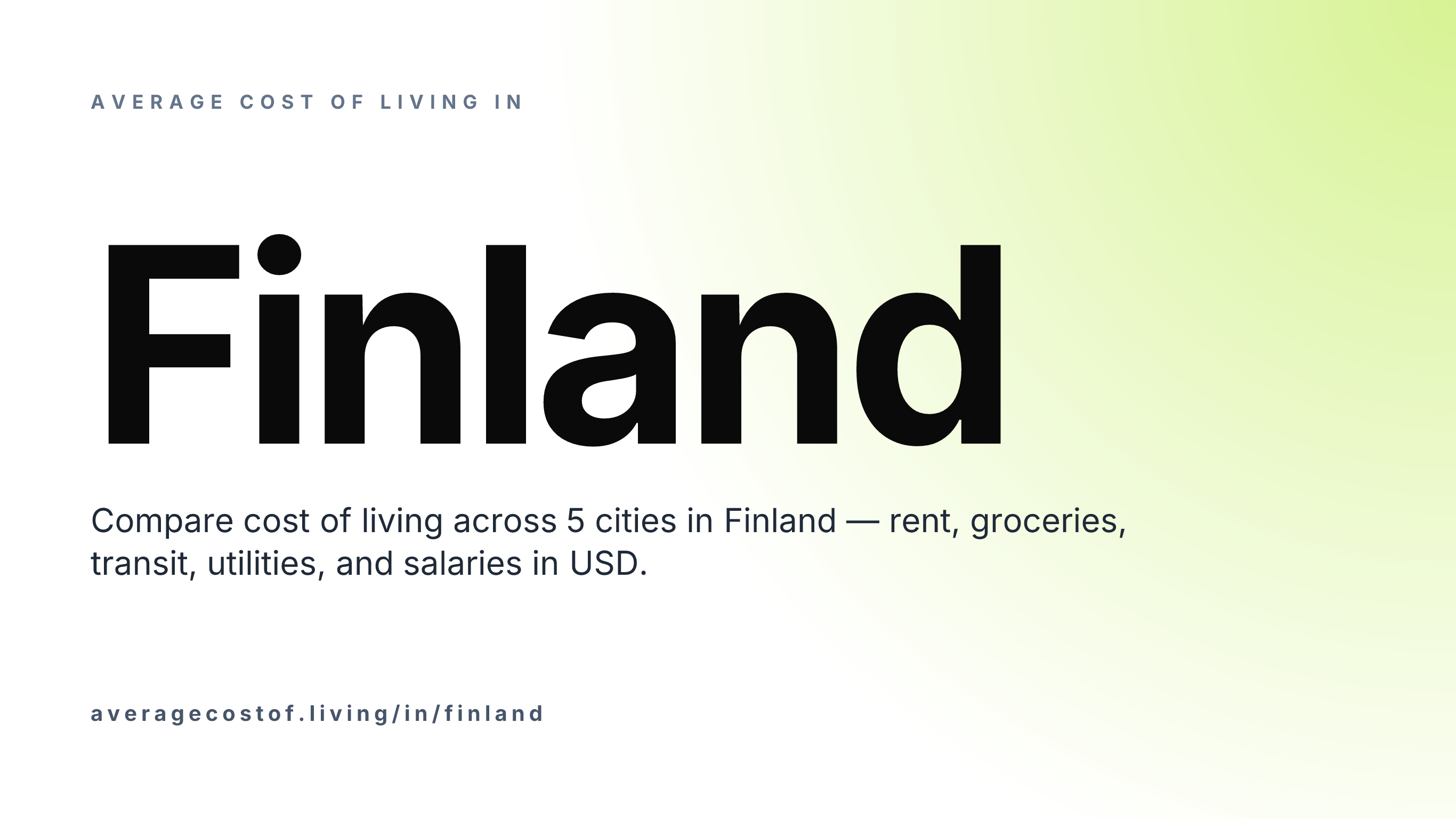 Average cost of living in Finland — 5 cities compared on rent, groceries, transport, and salaries in USD.