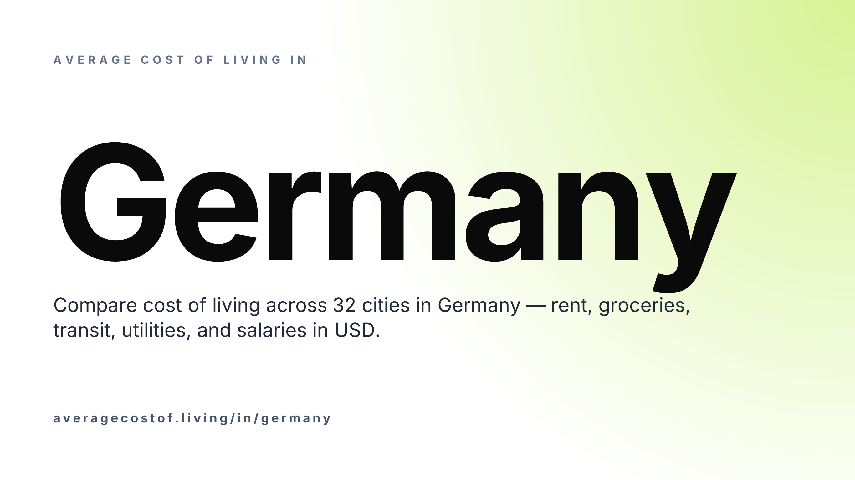 Average cost of living in Germany — 32 cities compared on rent, groceries, transport, and salaries in USD.