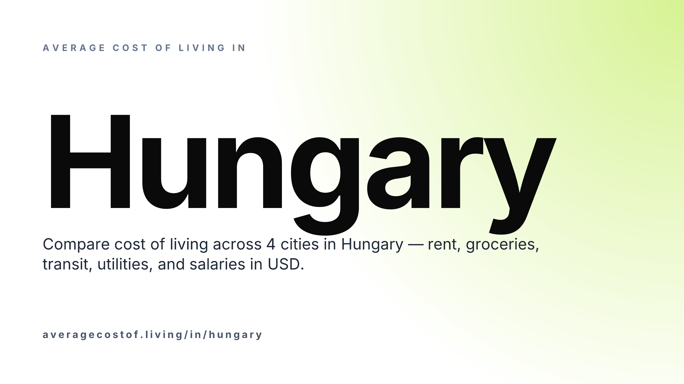 Average cost of living in Hungary — 4 cities compared on rent, groceries, transport, and salaries in USD.