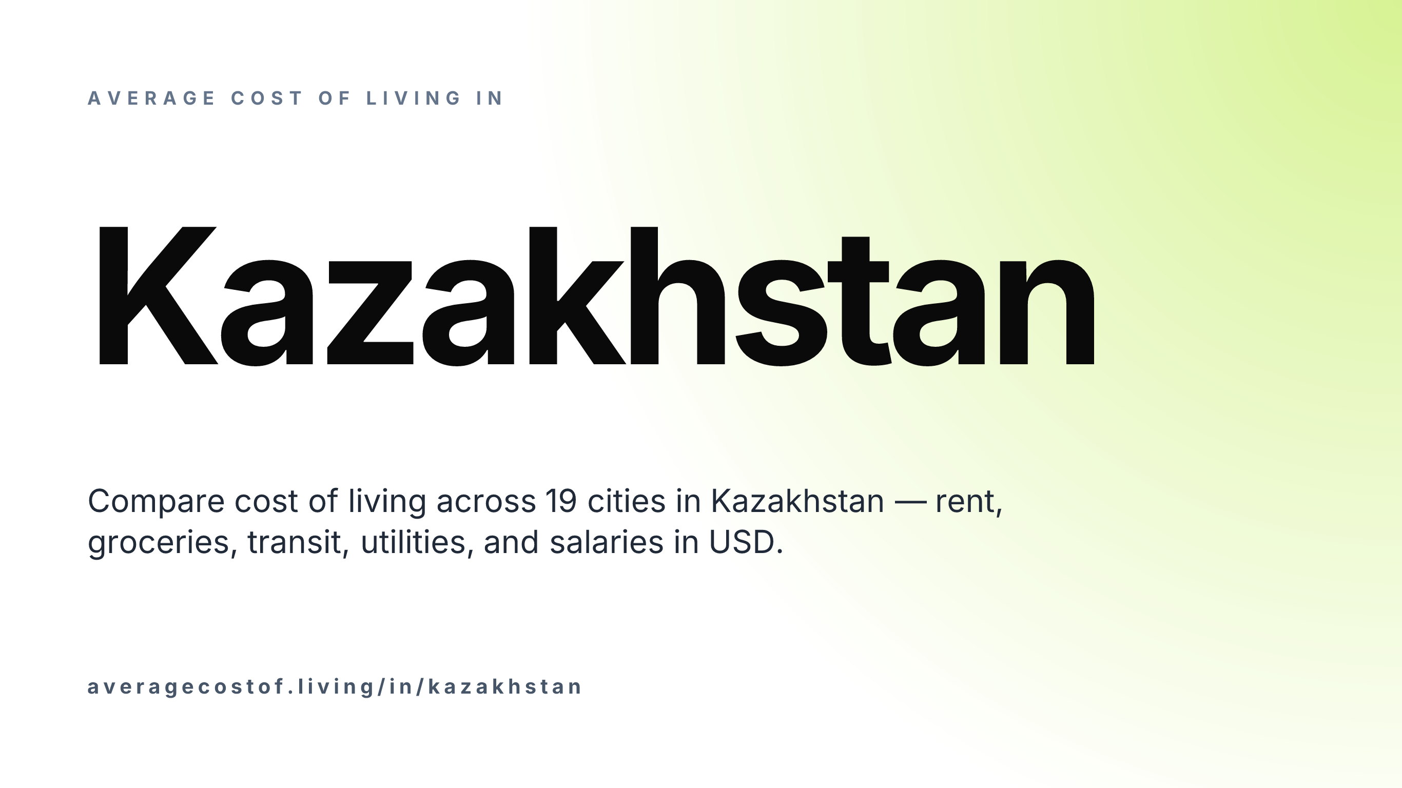 Average cost of living in Kazakhstan — 16 cities compared on rent, groceries, transport, and salaries in USD.