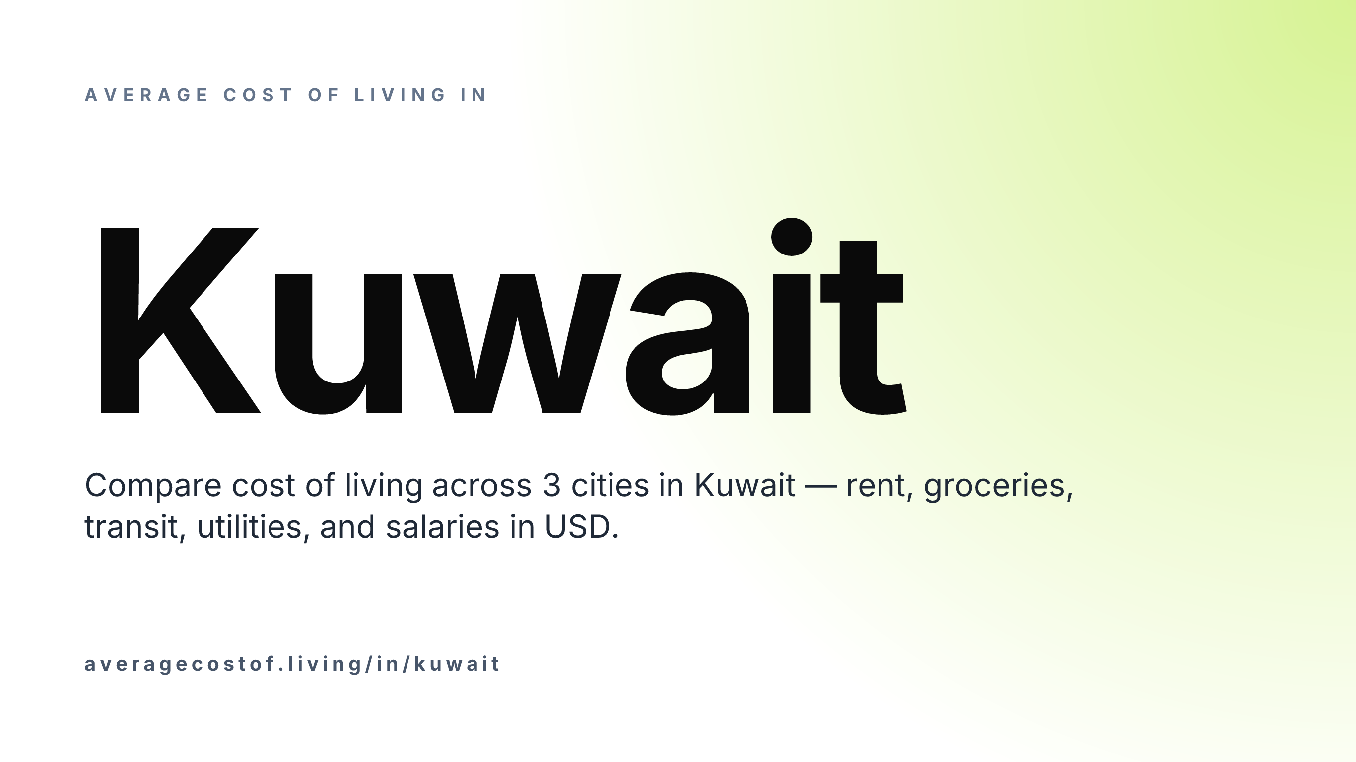 Average cost of living in Kuwait — 3 cities compared on rent, groceries, transport, and salaries in USD.