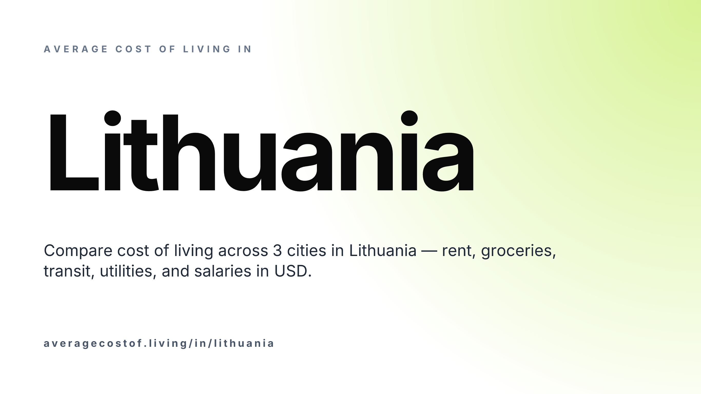 Average cost of living in Lithuania — 3 cities compared on rent, groceries, transport, and salaries in USD.