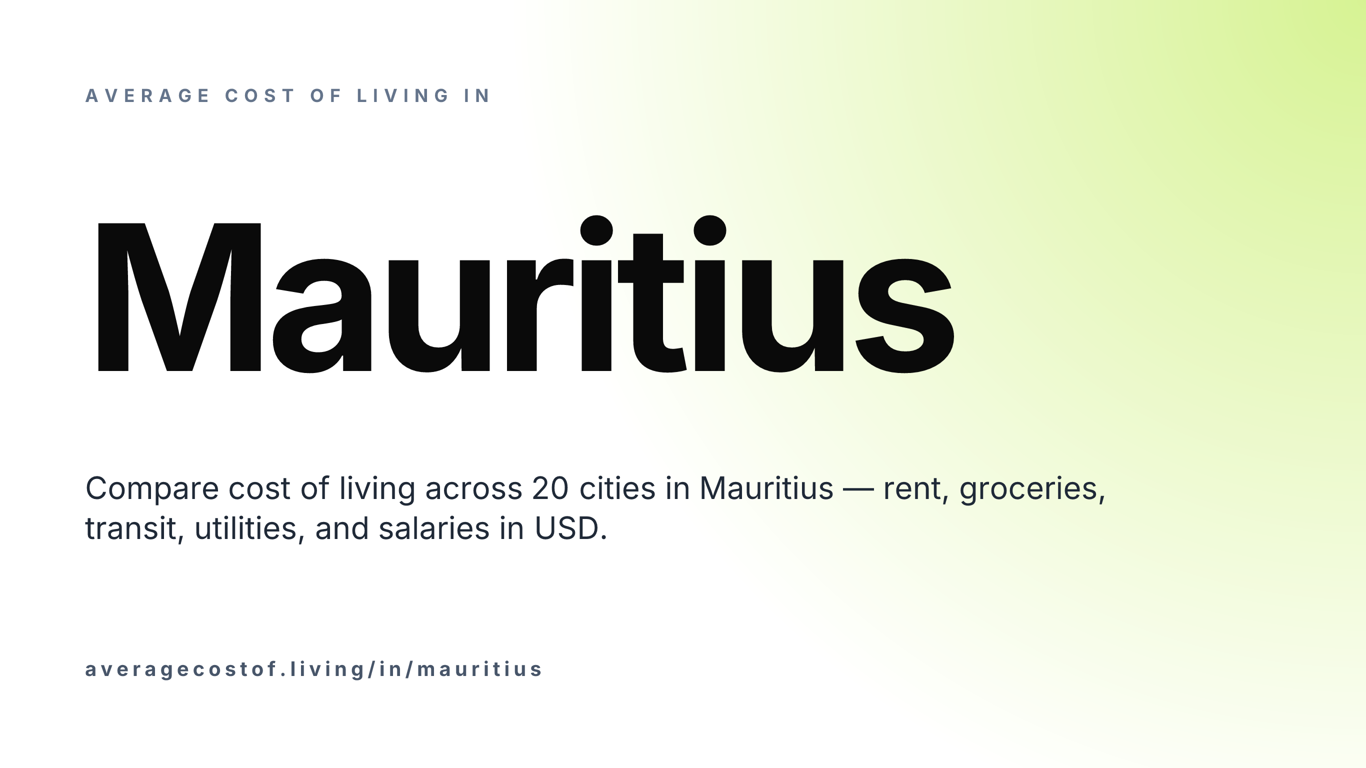 Average cost of living in Mauritius — 17 cities compared on rent, groceries, transport, and salaries in USD.