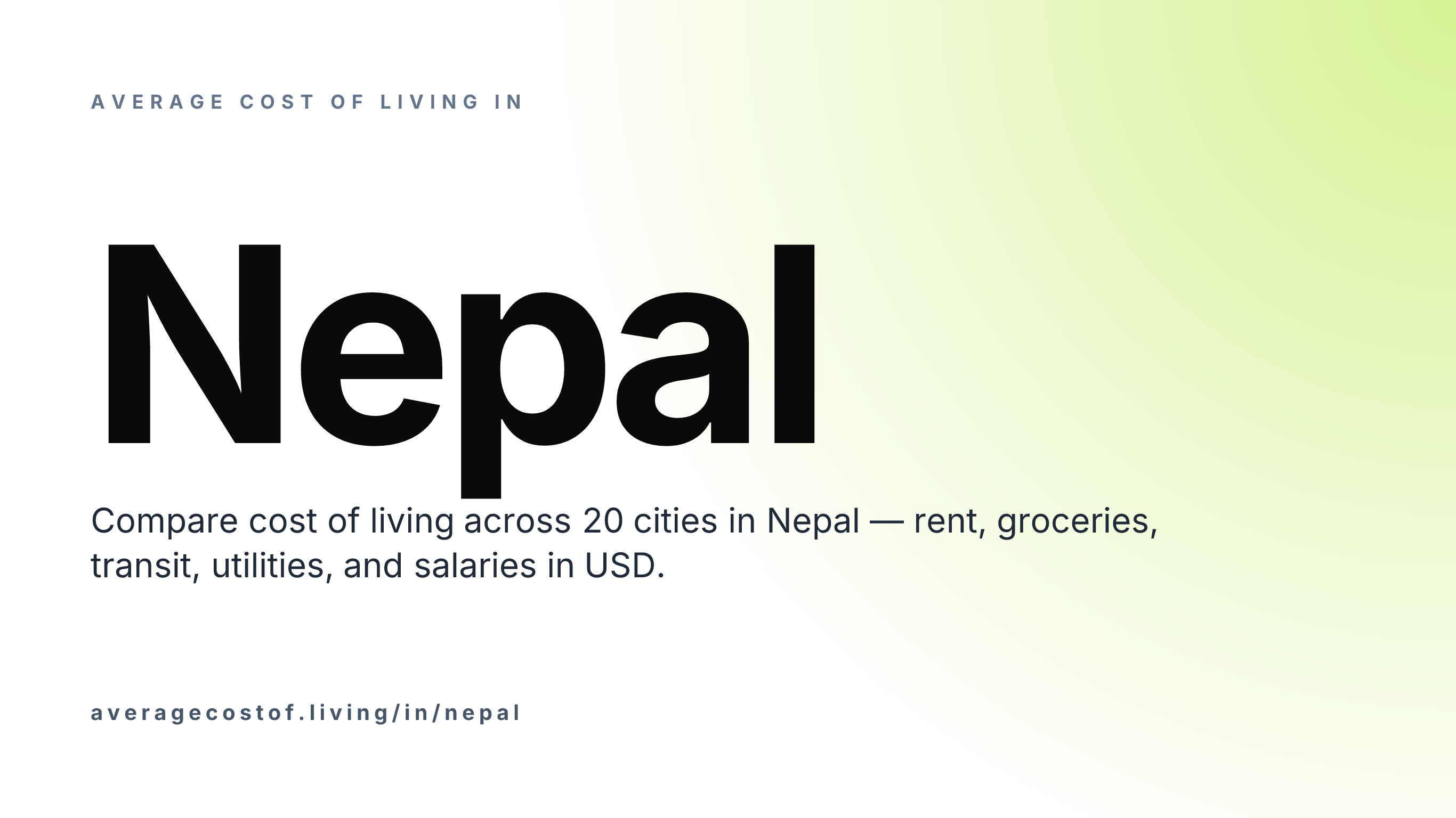 Average cost of living in Nepal — 16 cities compared on rent, groceries, transport, and salaries in USD.
