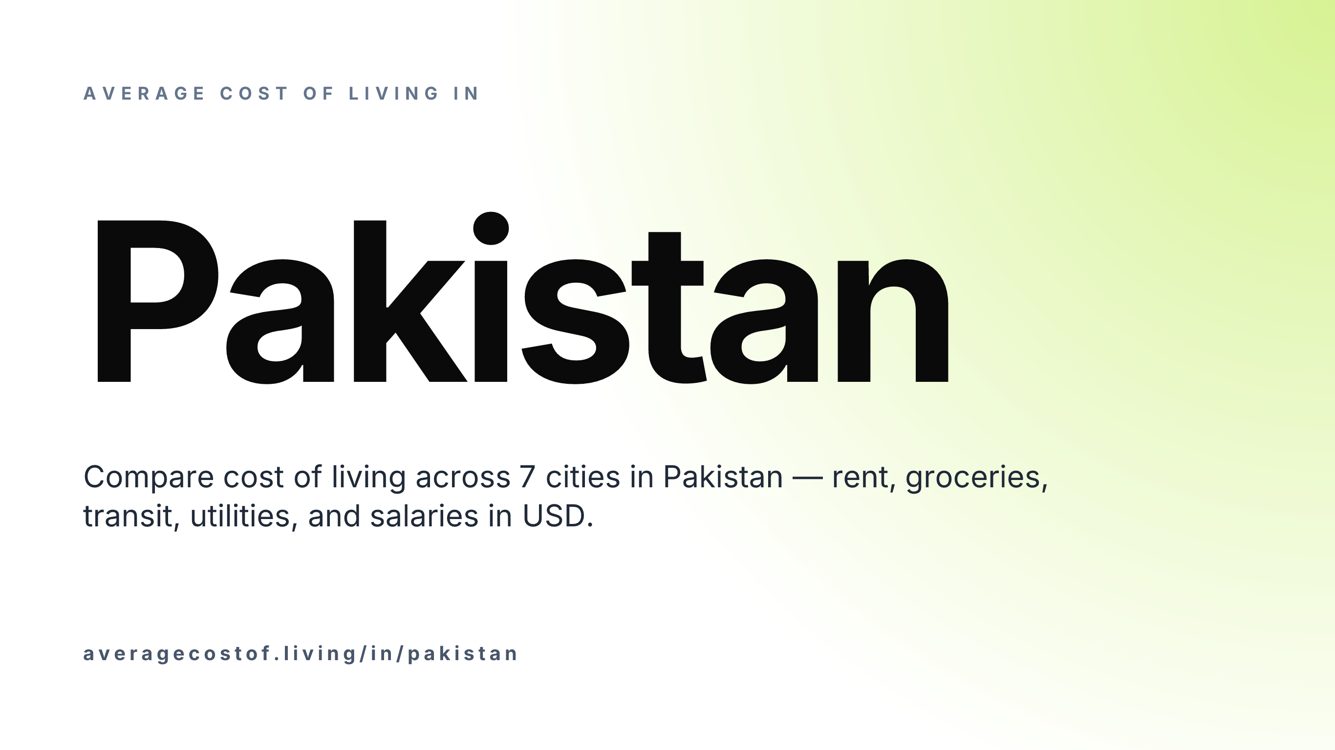 Average cost of living in Pakistan — 7 cities compared on rent, groceries, transport, and salaries in USD.