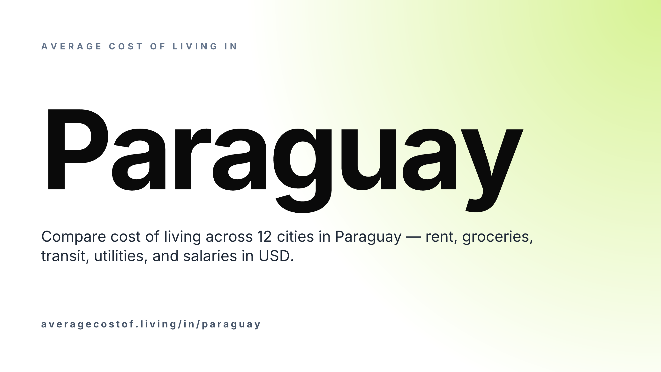 Average cost of living in Paraguay — 11 cities compared on rent, groceries, transport, and salaries in USD.