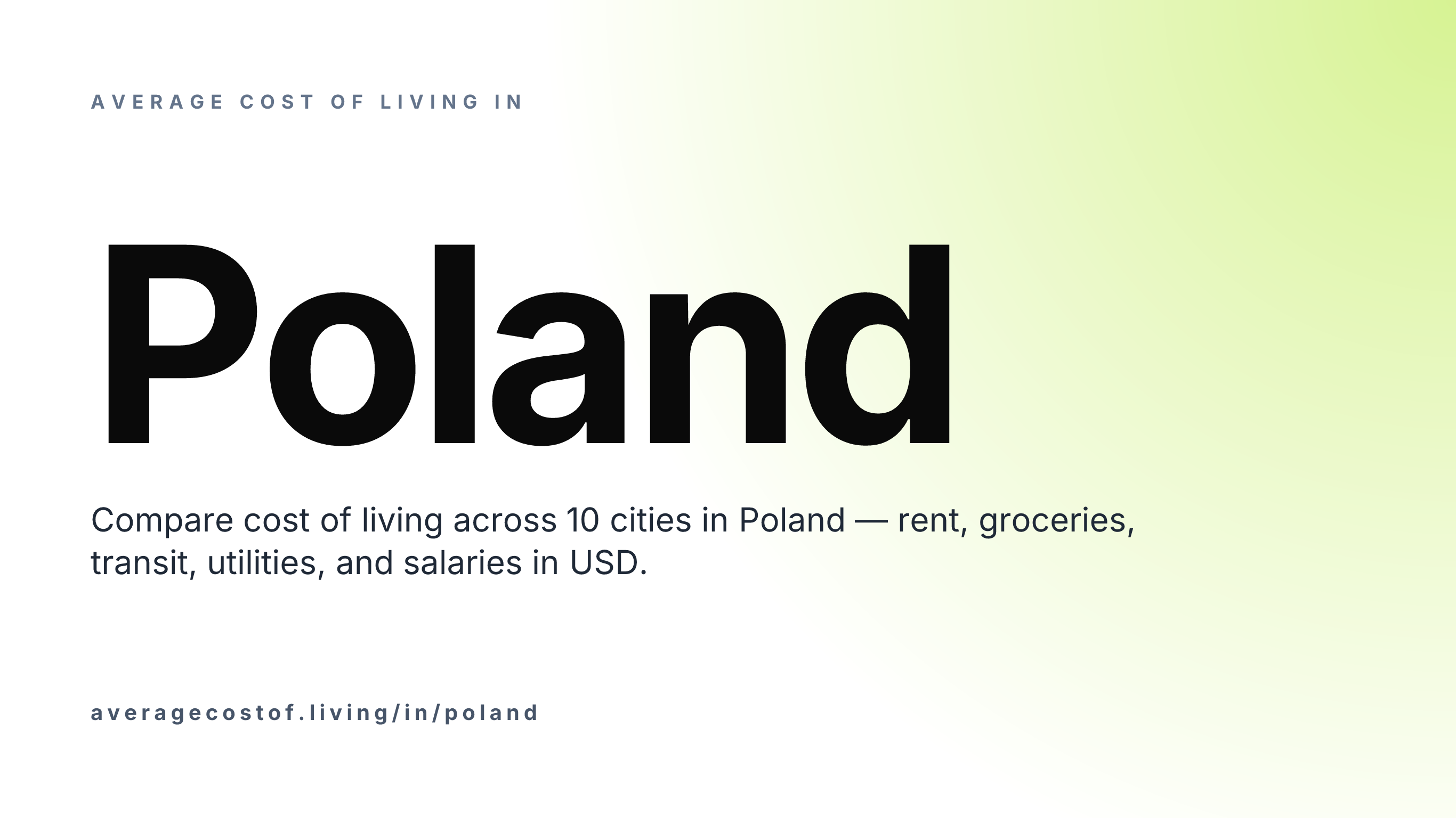 Average cost of living in Poland — 10 cities compared on rent, groceries, transport, and salaries in USD.