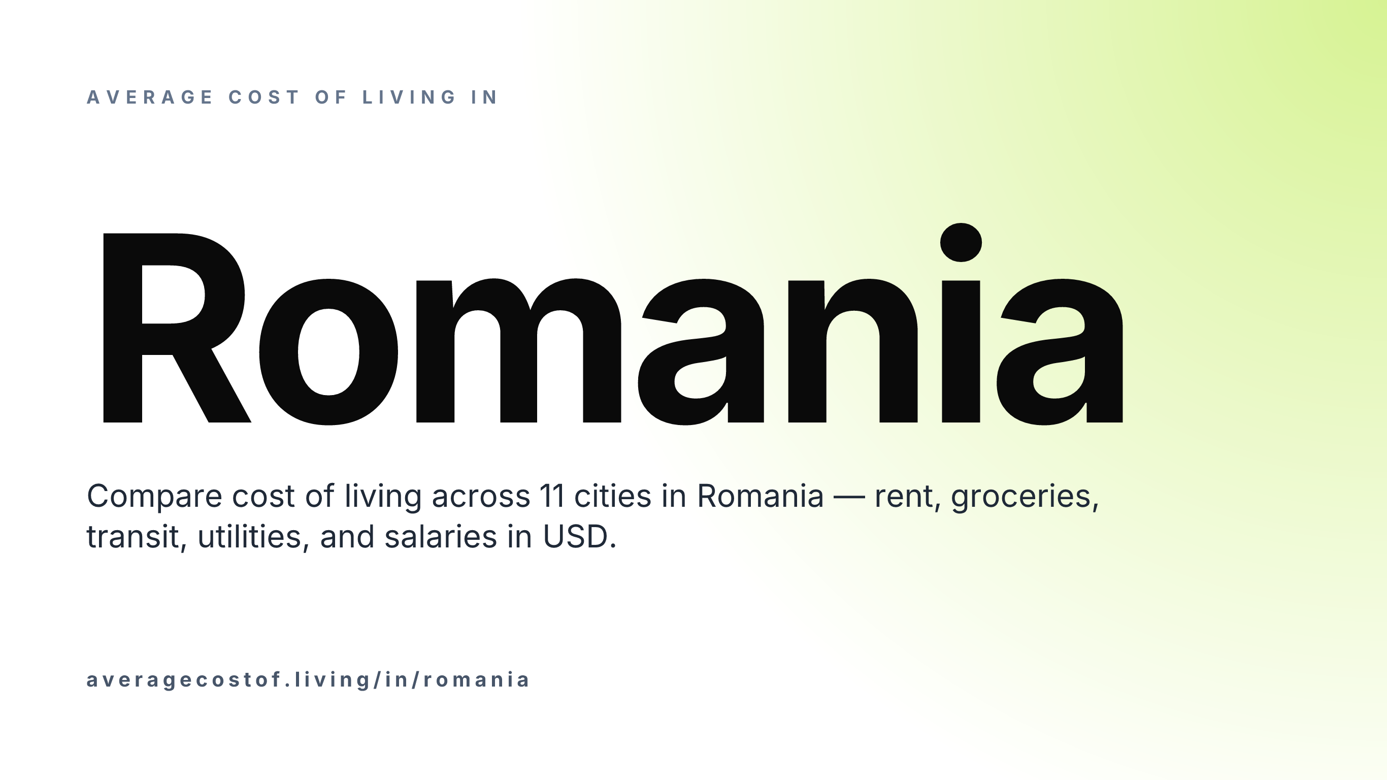 Average cost of living in Romania — 11 cities compared on rent, groceries, transport, and salaries in USD.
