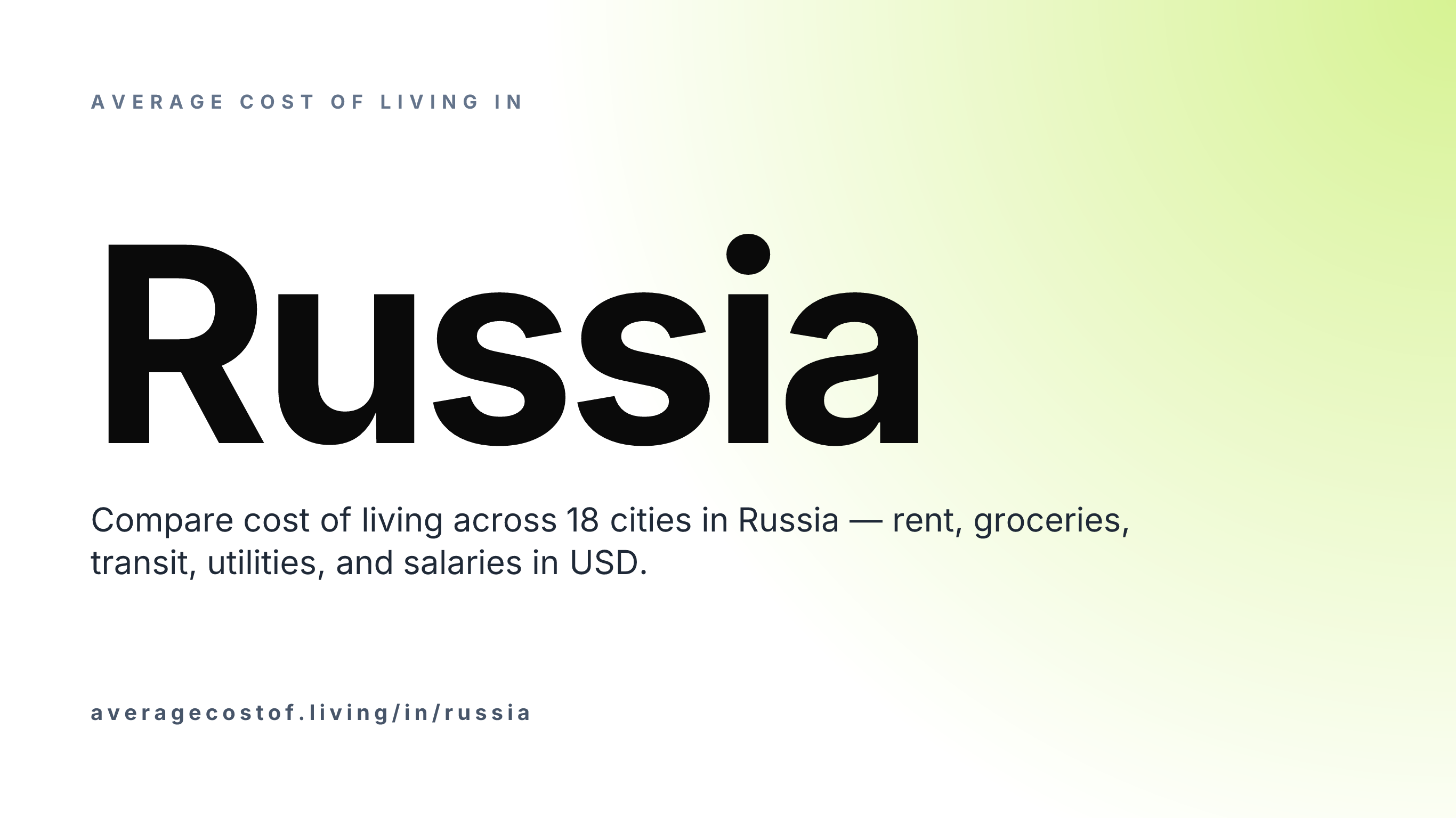 Average cost of living in Russia — 18 cities compared on rent, groceries, transport, and salaries in USD.
