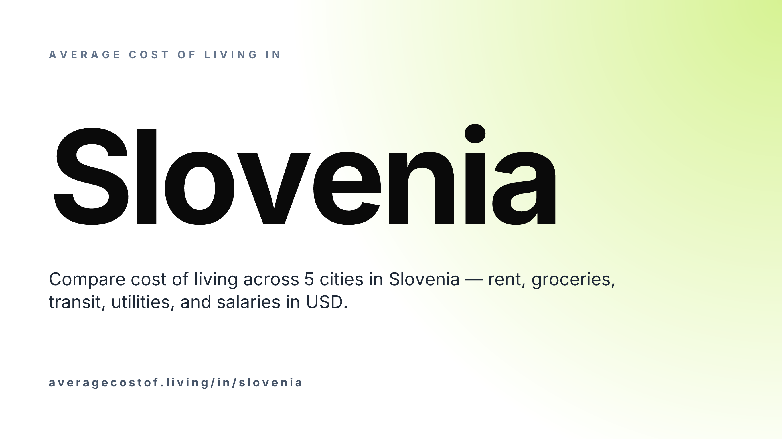 Average cost of living in Slovenia — 5 cities compared on rent, groceries, transport, and salaries in USD.