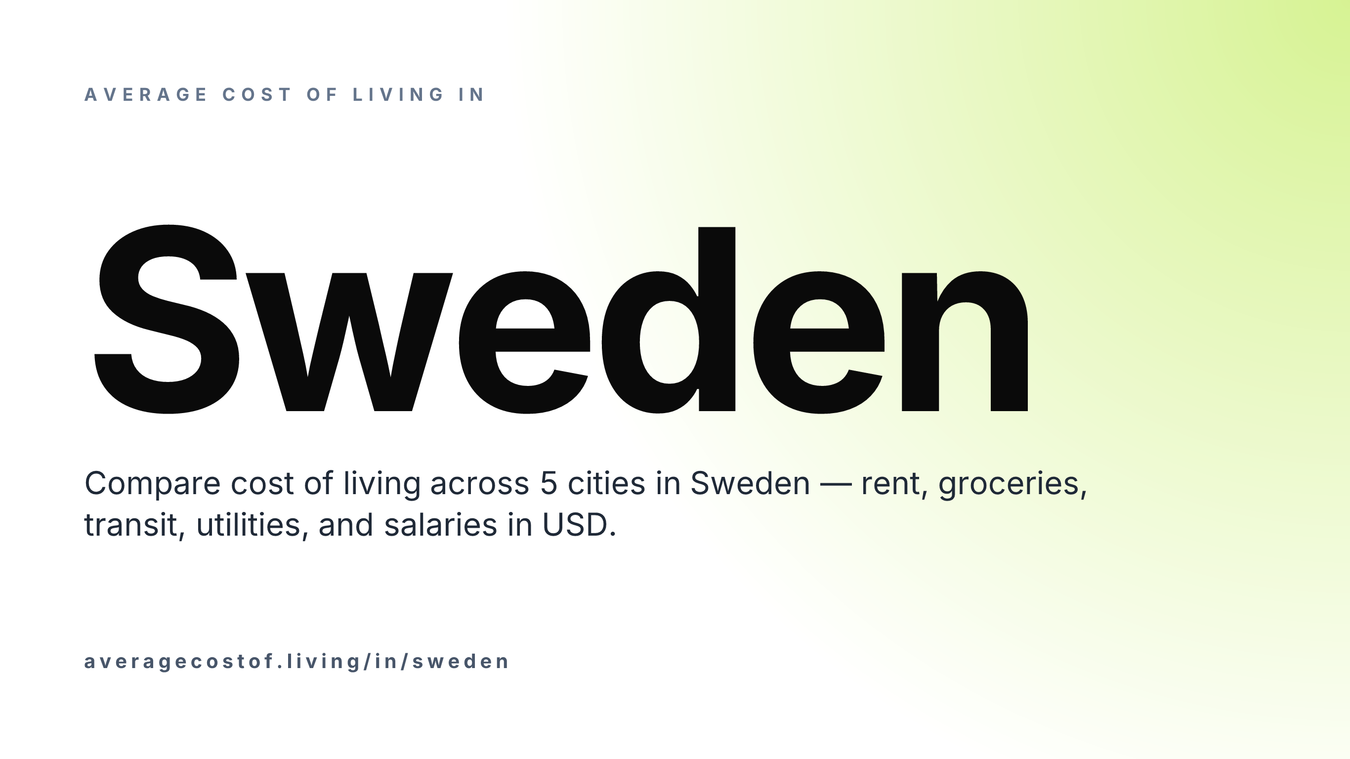 Average cost of living in Sweden — 5 cities compared on rent, groceries, transport, and salaries in USD.