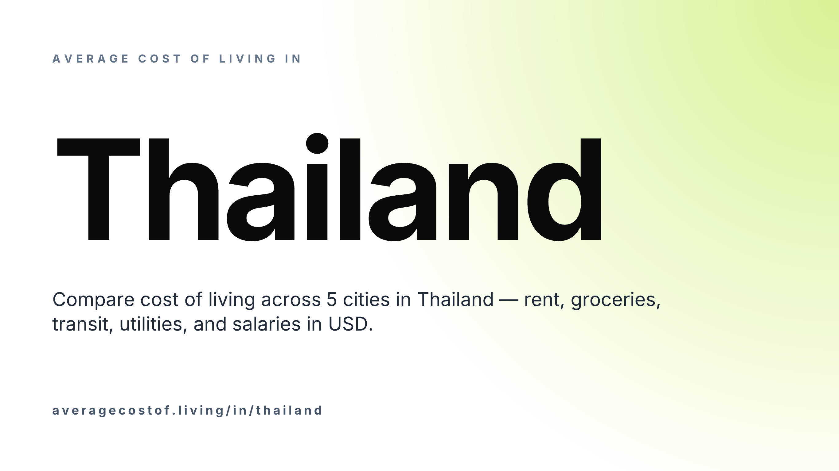 Average cost of living in Thailand — 5 cities compared on rent, groceries, transport, and salaries in USD.
