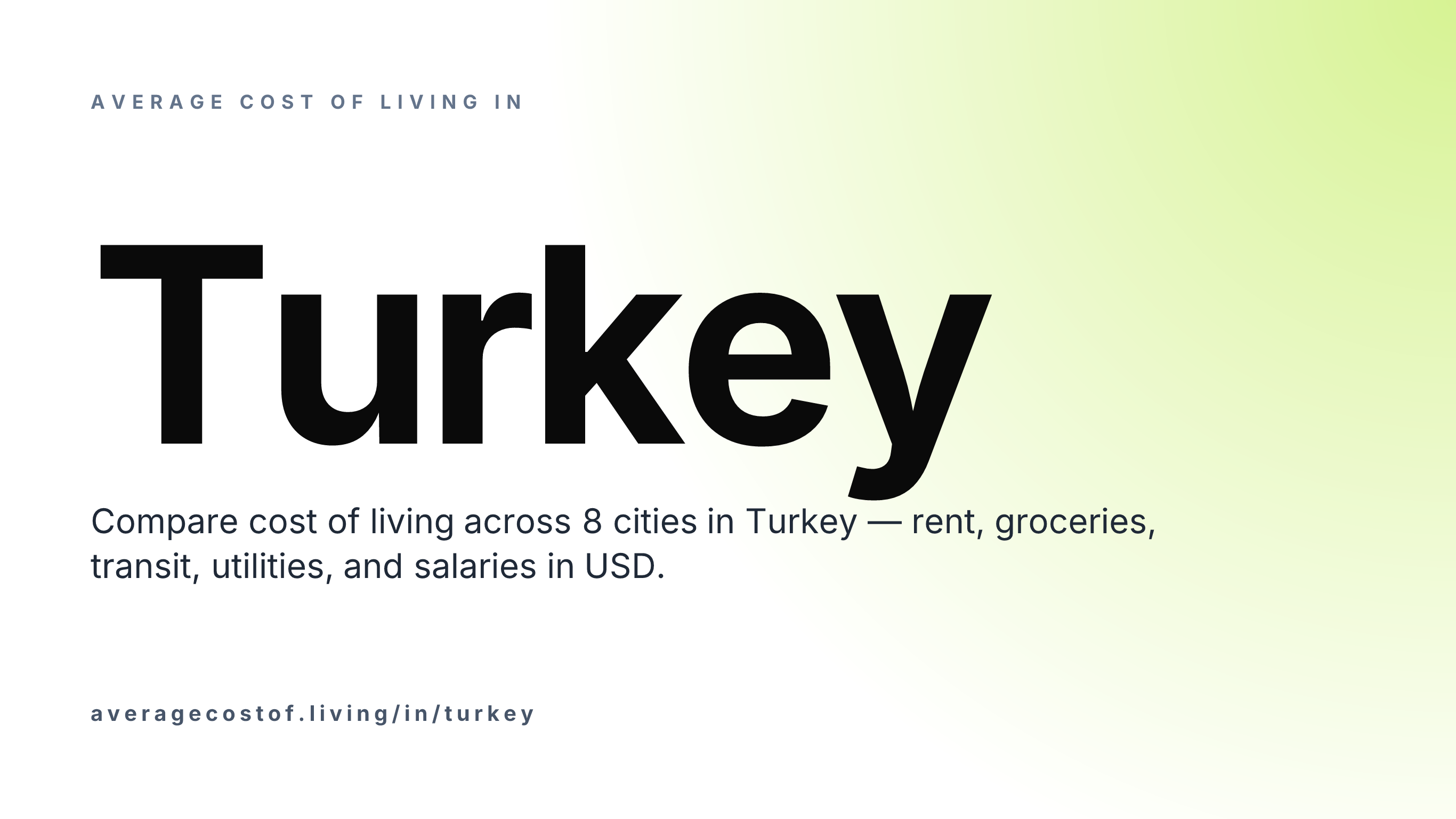 Average cost of living in Turkey — 8 cities compared on rent, groceries, transport, and salaries in USD.