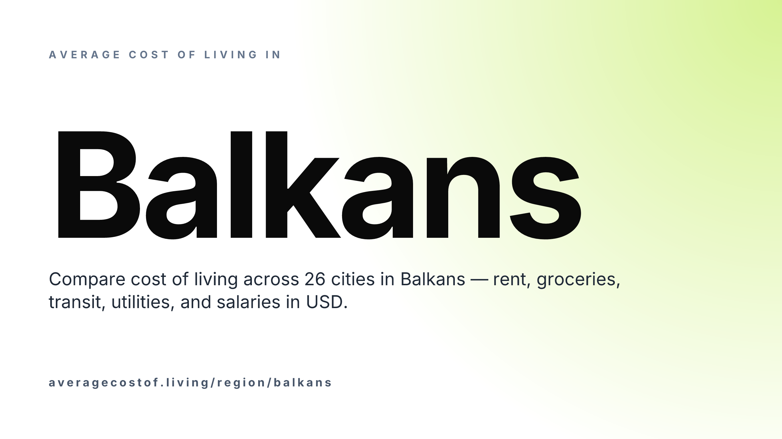 Average cost of living across Balkans — 37 cities in 7 countries compared on rent, food, and salaries in USD.