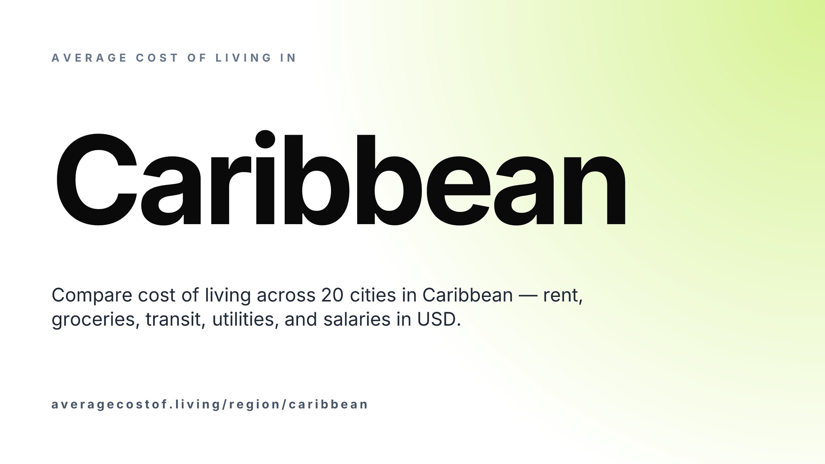 Average cost of living across Caribbean — 39 cities in 12 countries compared on rent, food, and salaries in USD.