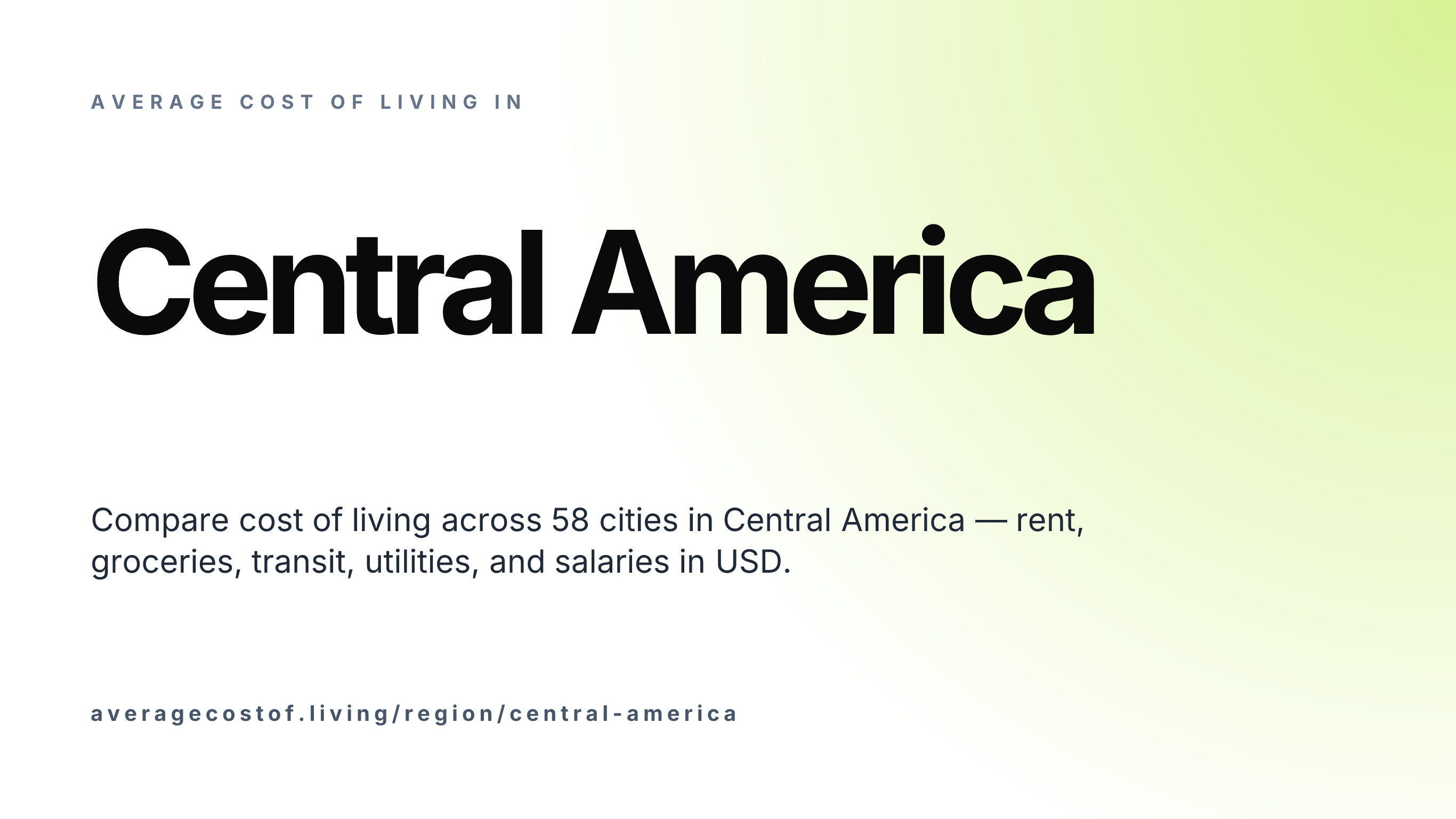 Average cost of living across Central America — 44 cities in 7 countries compared on rent, food, and salaries in USD.