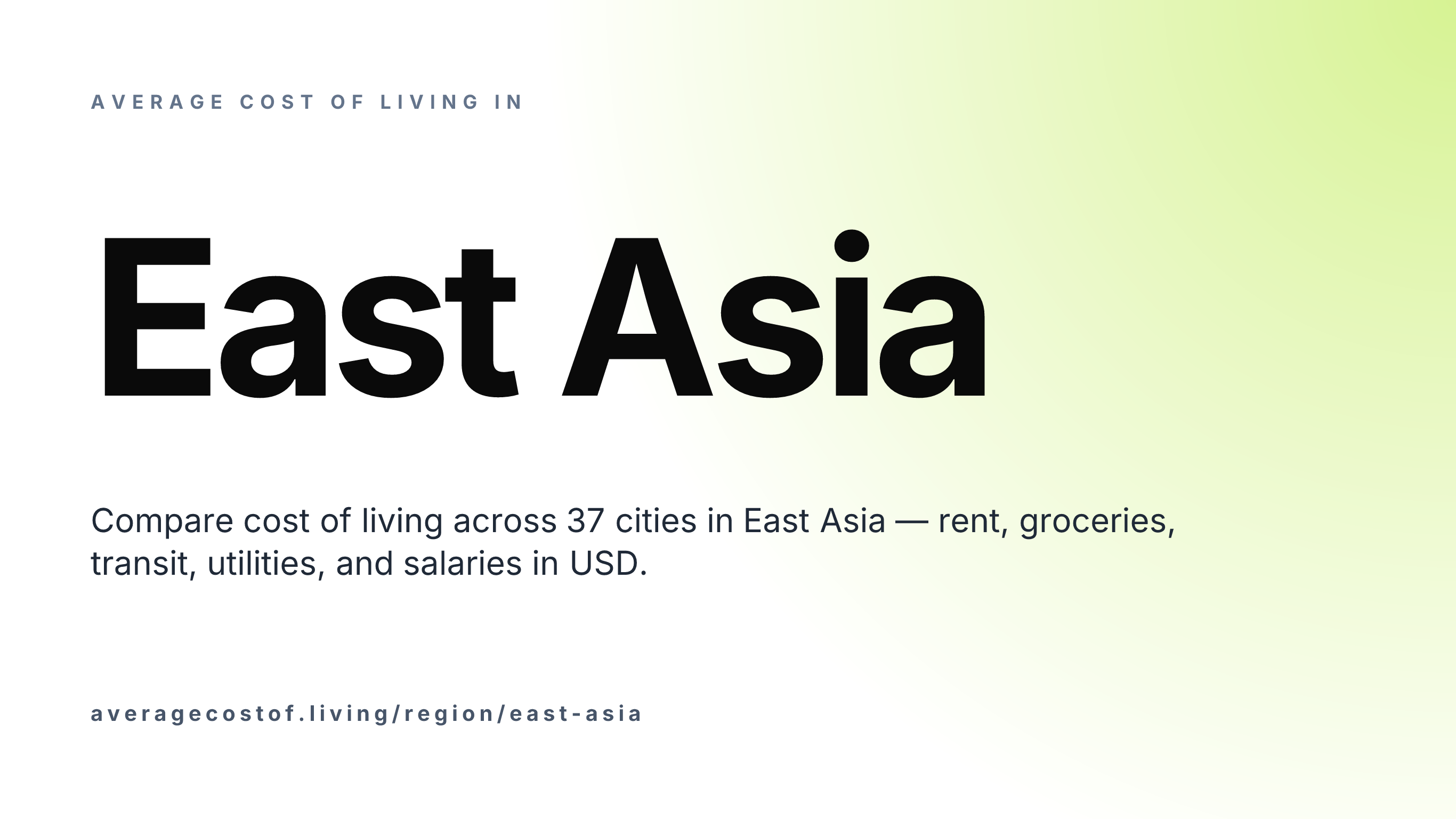 Average cost of living across East Asia — 42 cities in 5 countries compared on rent, food, and salaries in USD.