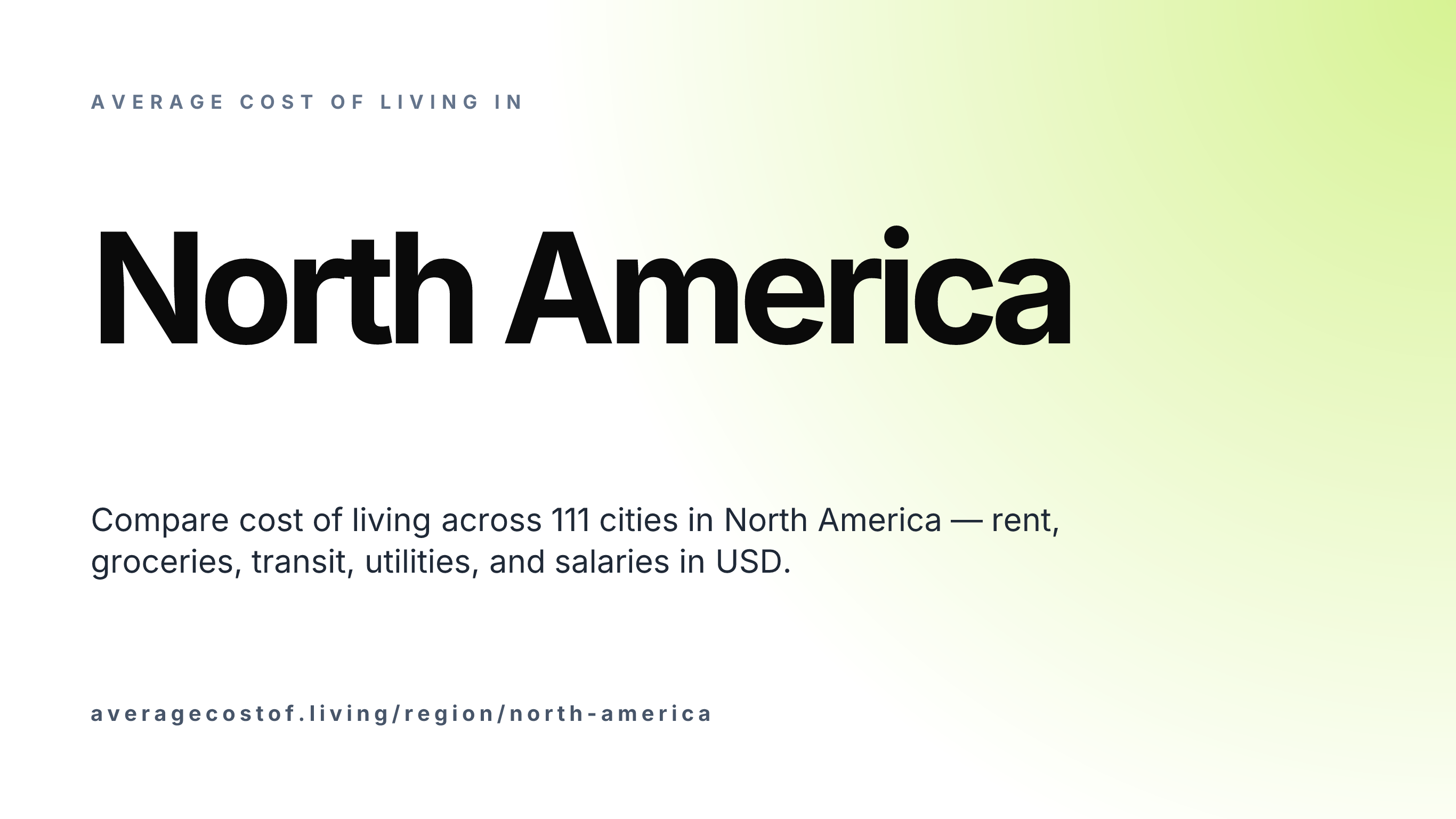 Average cost of living across North America — 111 cities in 3 countries compared on rent, food, and salaries in USD.