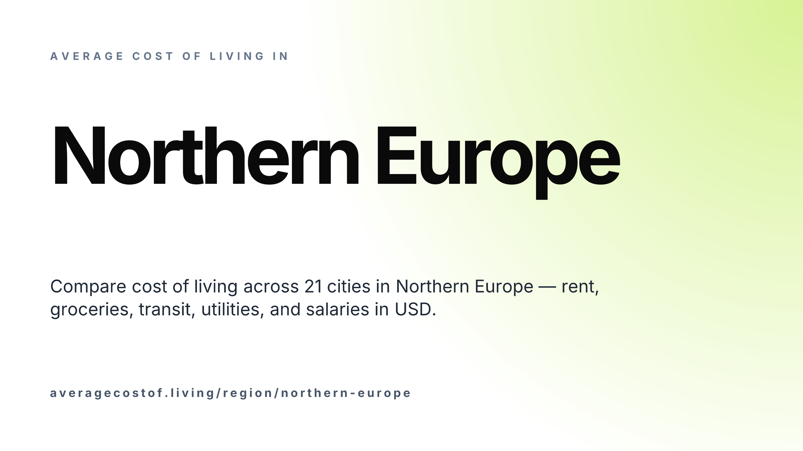 Average cost of living across Northern Europe — 26 cities in 8 countries compared on rent, food, and salaries in USD.