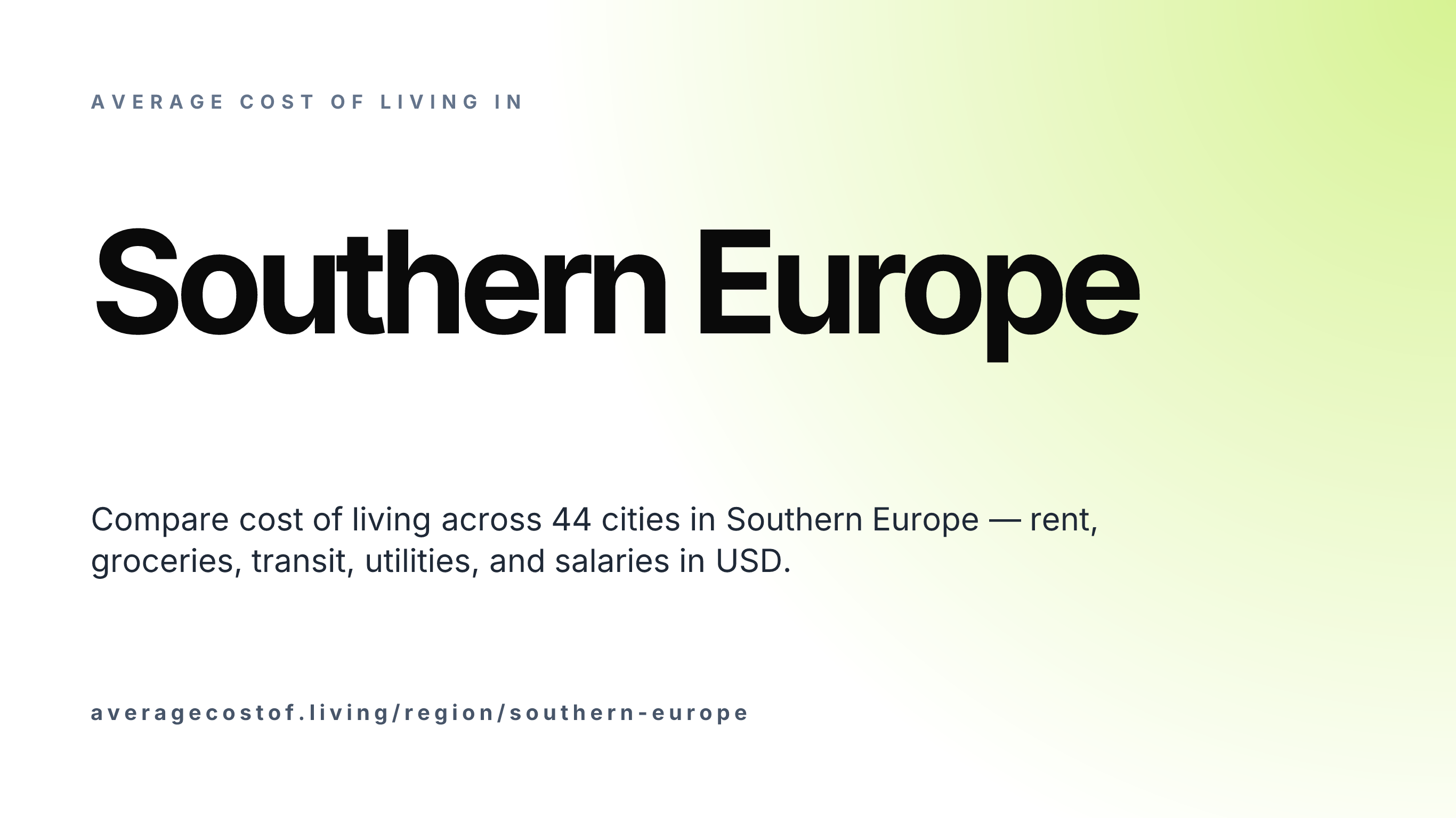 Average cost of living across Southern Europe — 49 cities in 7 countries compared on rent, food, and salaries in USD.